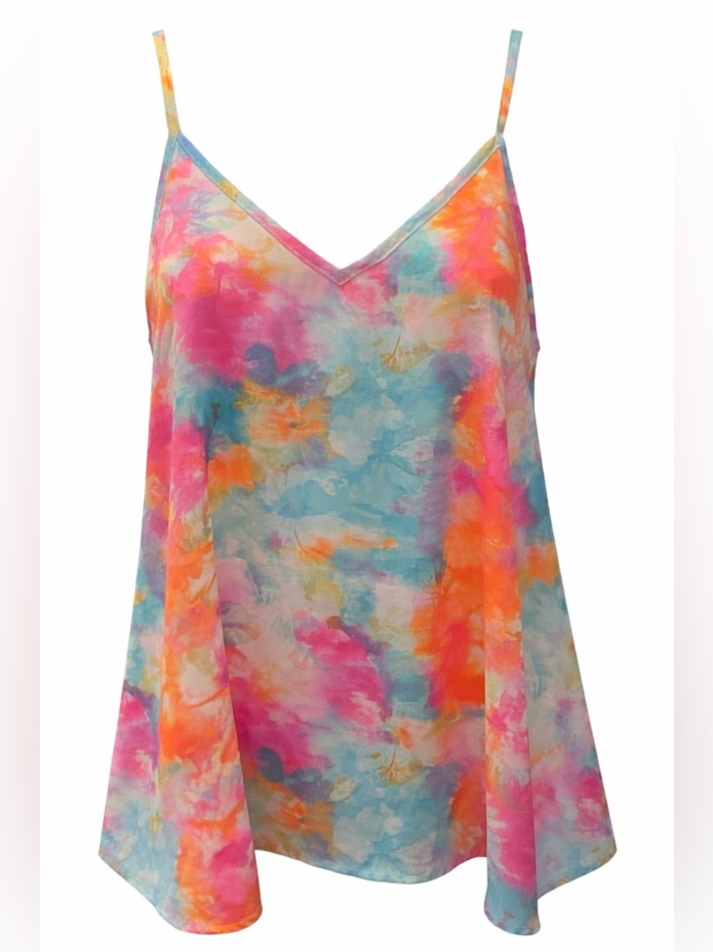 PEACH LOVE Colorful Tie Dye Cami Tank Top Flowy S/M
